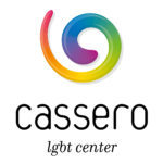 Logo coloré du Cassero LGBT Center avec un motif en spirale et le texte en dessous.